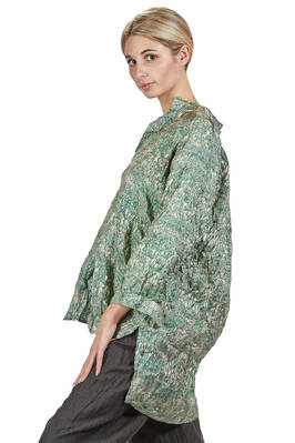 camicia lunga e ampia in twill di seta lavata con fantasia 'conifere' - DANIELA GREGIS 