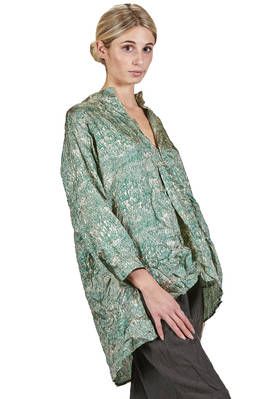 camicia lunga e ampia in twill di seta lavata con fantasia 'conifere' - DANIELA GREGIS 