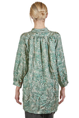 camicia lunga e ampia in twill di seta lavata con fantasia 'conifere' - DANIELA GREGIS 