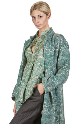 camicia lunga e ampia in twill di seta lavata con fantasia 'conifere' - DANIELA GREGIS 