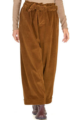 DANIELA GREGIS - Wide Trousers In Washed Ribbed Cotton Velvet