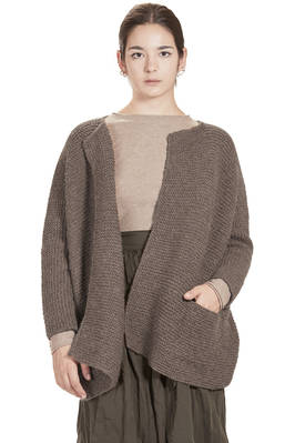 wide cardigan in hand-knitted melange wool  - 195