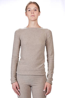 hip-length slim fit sweater in melange cashmere plain stitch  - 195