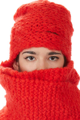long and narrow rectangle scarf in very soft hand-knitted alpaca  - 195