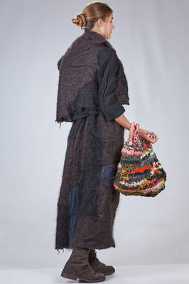 borsa a grande cesto a fettucce di cimosa lavorate a uncinetto di lana e seta multicolor - DANIELA GREGIS 