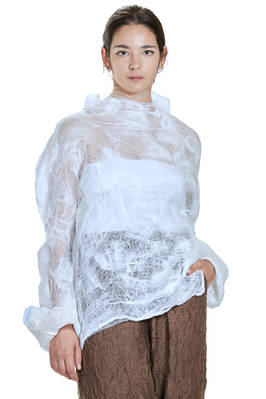 hip length sweater in new felt of silk organza, merino wool and mulberry silk  - 377