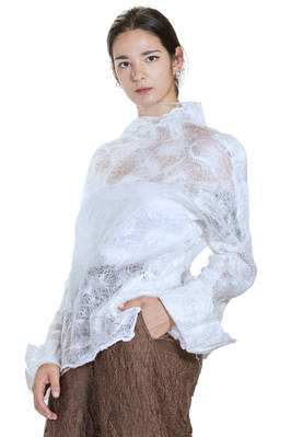 hip length sweater in new felt of silk organza, merino wool and mulberry silk - EMANUELA ROVIDA 