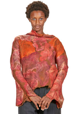 short and slim sweater in nuno-felt of silk chiffon, merino wool and mulberry silk  - 377