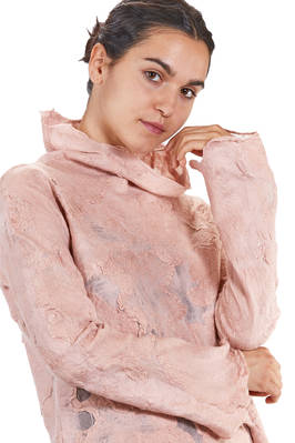 short and slim sweater in nuno-felt of silk chiffon, merino wool and mulberry silk - EMANUELA ROVIDA 