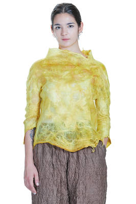 short and slim sweater in nuno felt of silk chiffon and merino wool  - 377