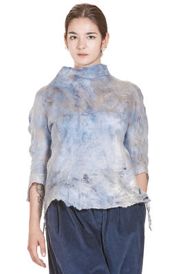 short and slim sweater in nuno felt of silk chiffon and merino wool  - 377