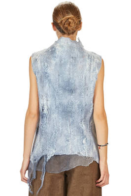 hip length vest in nuno-felt of silk organza, merino wool and tussah silk - EMANUELA ROVIDA 