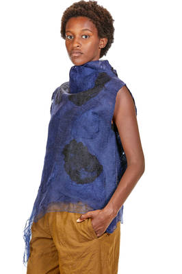 hip length vest in nuno-felt of silk organza, merino wool and tussah silk - EMANUELA ROVIDA 