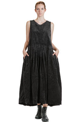 long and wide dress in smooth washed cotton velvet and lined in washed cotton canvas  - 380