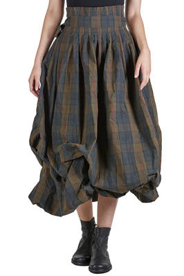 long and wide skirt in waxed and washed cotton tartan - RICORRROBE 