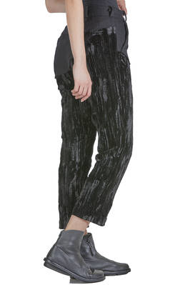 pantalone asciutto in garza di lana vergine e in velluto di viscosa ed elastan - ARCHIVIO J. M. RIBOT 