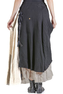 long and wide skirt in virgin wool gauze and washed linen gauze - ARCHIVIO J. M. RIBOT 