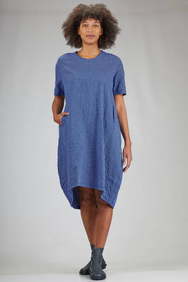 wide knee-length dress in washed cotton and elastane  - 378
