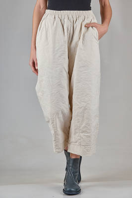 wide trousers in crinkled cotton, linen, metallic fiber and elastane  - 378