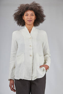 long tapered jacket in washed linen canvas  - 378