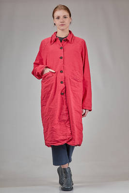 wide knee-length overcoat in cotton, linen, metallic fiber and elastane  - 378