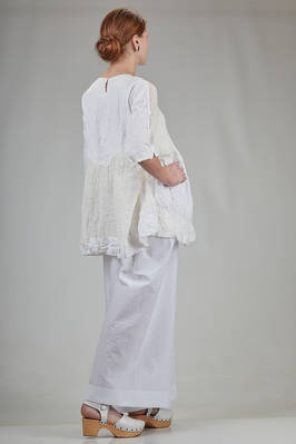 camicia lunga e ampia ad intarsi sfalsati in corteccia di lino lavata e crêpe di cotone lavato - DANIELA GREGIS 