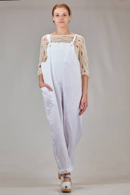 wide dungaree trousers in washed jeans cotton  - 195