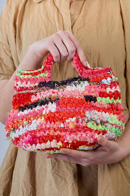 medium-small basket bag in silk and cotton ribbons  - 195