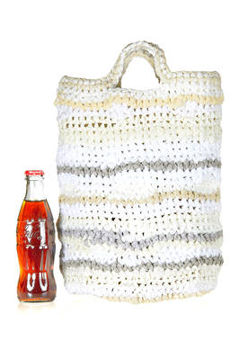 crocheted 'bucket' bag in cotton and linen  - 195