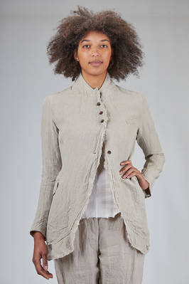 long, tapered jacket in washed linen canvas  - 163