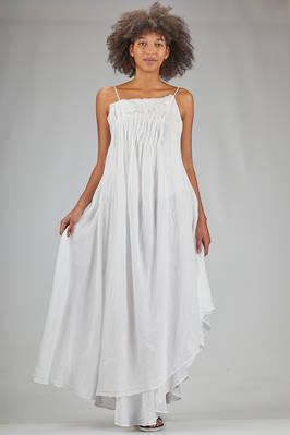 long, wide, asymmetrical dress in layered voile in rayon  - 163