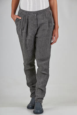 trousers in washed linen canvas  - 163