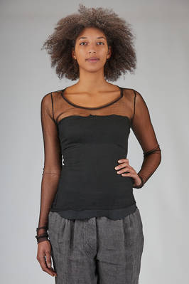 basic hip-length t-shirt in silk tulle and polyamide  - 163