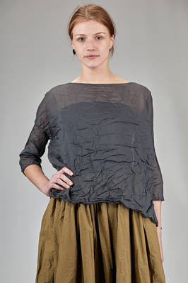 wide long shirt in washed cotton muslin  - 370