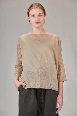 wide long shirt in washed cotton muslin  - 370