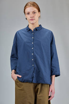 wide hip-length shirt in light washed cotton  - 370