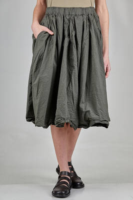 wide knee-length skirt in light washed cotton canvas  - 370