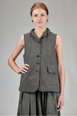 wide hip-length vest in crisp washed cotton canvas  - 370