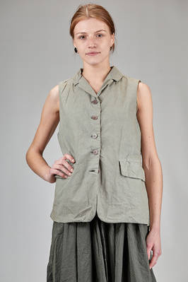 wide hip-length vest in crisp washed cotton canvas  - 370