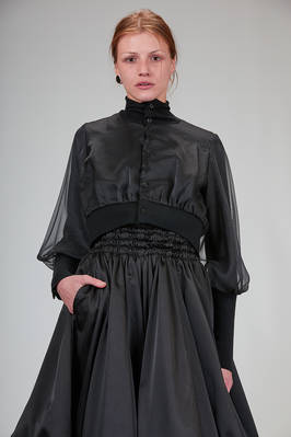 short bomber jacket in knitted wool and polyester tulle  - 381