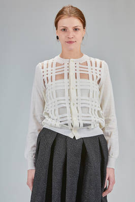 hip-length cardigan, slim, wool stockinette stitch and nylon tulle  - 157