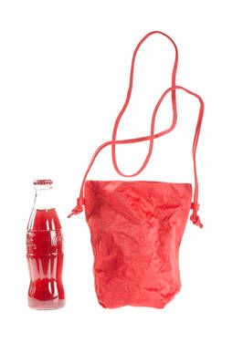 small vertical pocket bag in crinkled satin with metal core on the inside  - 273
