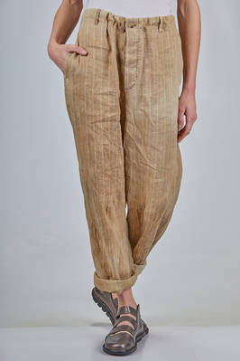 wide trousers in washed micro-chevron linen  - 161