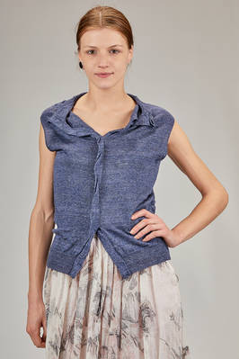 relaxed hip-length sweater in melange linen fabric  - 161