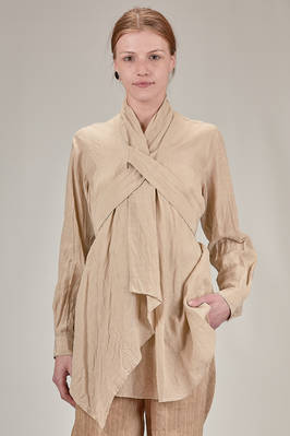 long wide shirt in viscose and shantung linen  - 161