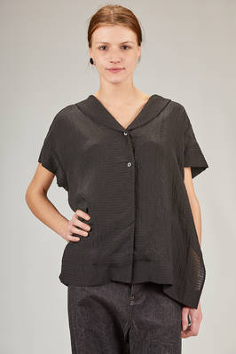 wide hip-length shirt in seersucker made of viscose and linen  - 161