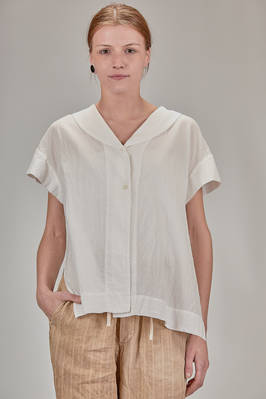 wide hip-length shirt in washed cotton muslin  - 161