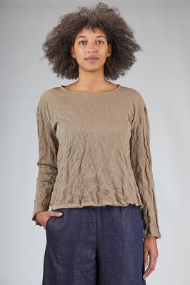 relaxed hip-length sweatshirt in crinkled cotton and steel knit on a cotton knit base  - 375