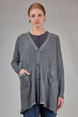 wide long cardigan sweater in organic cotton and linen  - 375