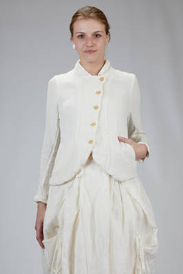 tapered hip-length jacket in washed embossed linen net  - 380